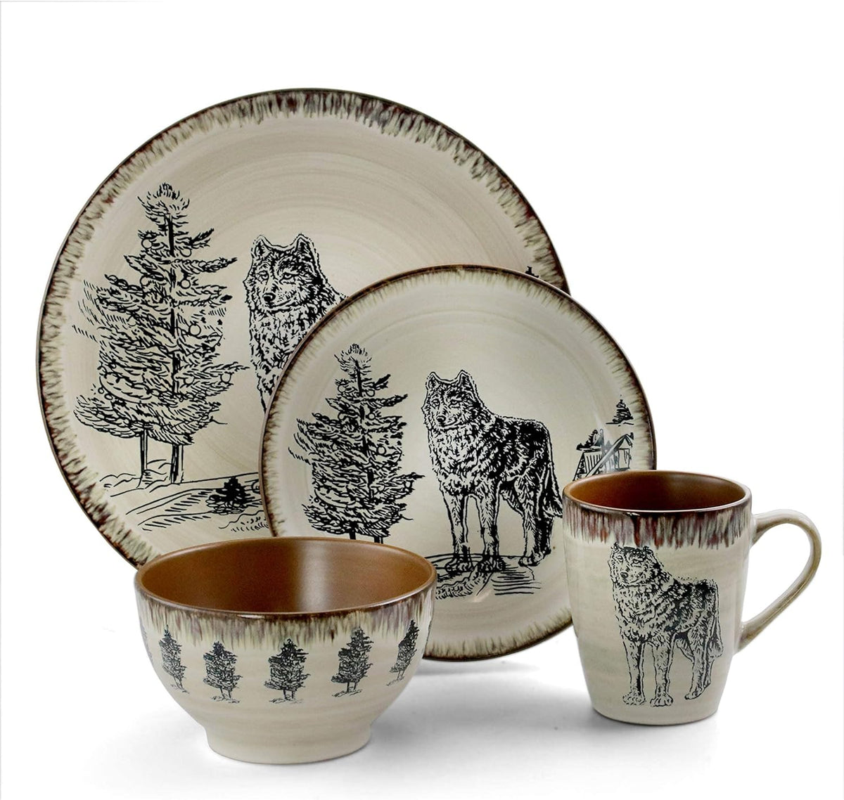 16 Piece Stoneware Dinnerware Dish Set T57981
