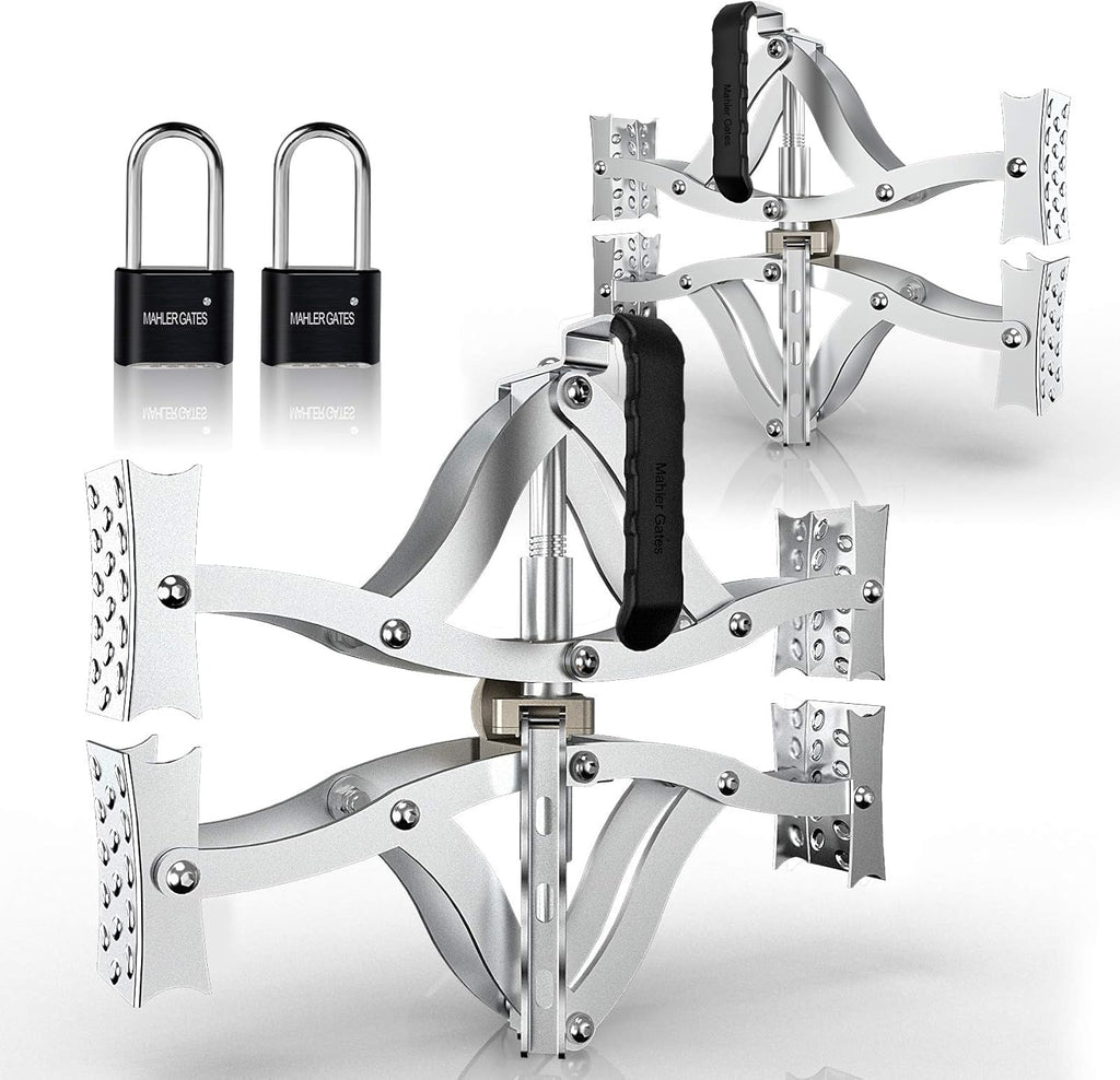 2 Sets 8'' to 17'' Wheel Chocks Stabilizer with Wrench and Code Lock D514515
