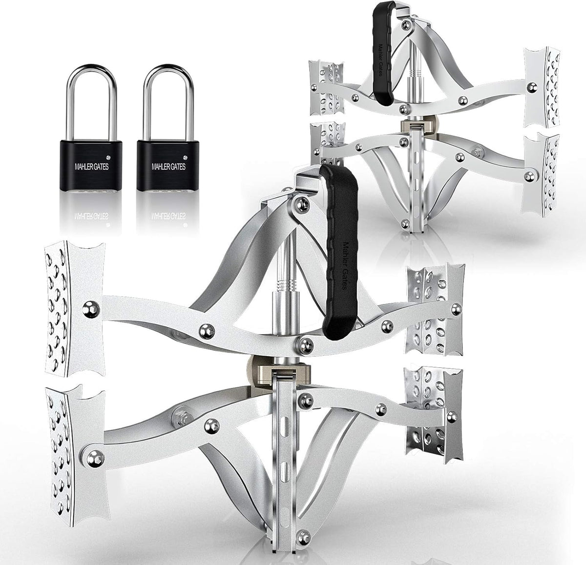 2 Sets 8'' to 17'' Wheel Chocks Stabilizer with Wrench and Code Lock D514515