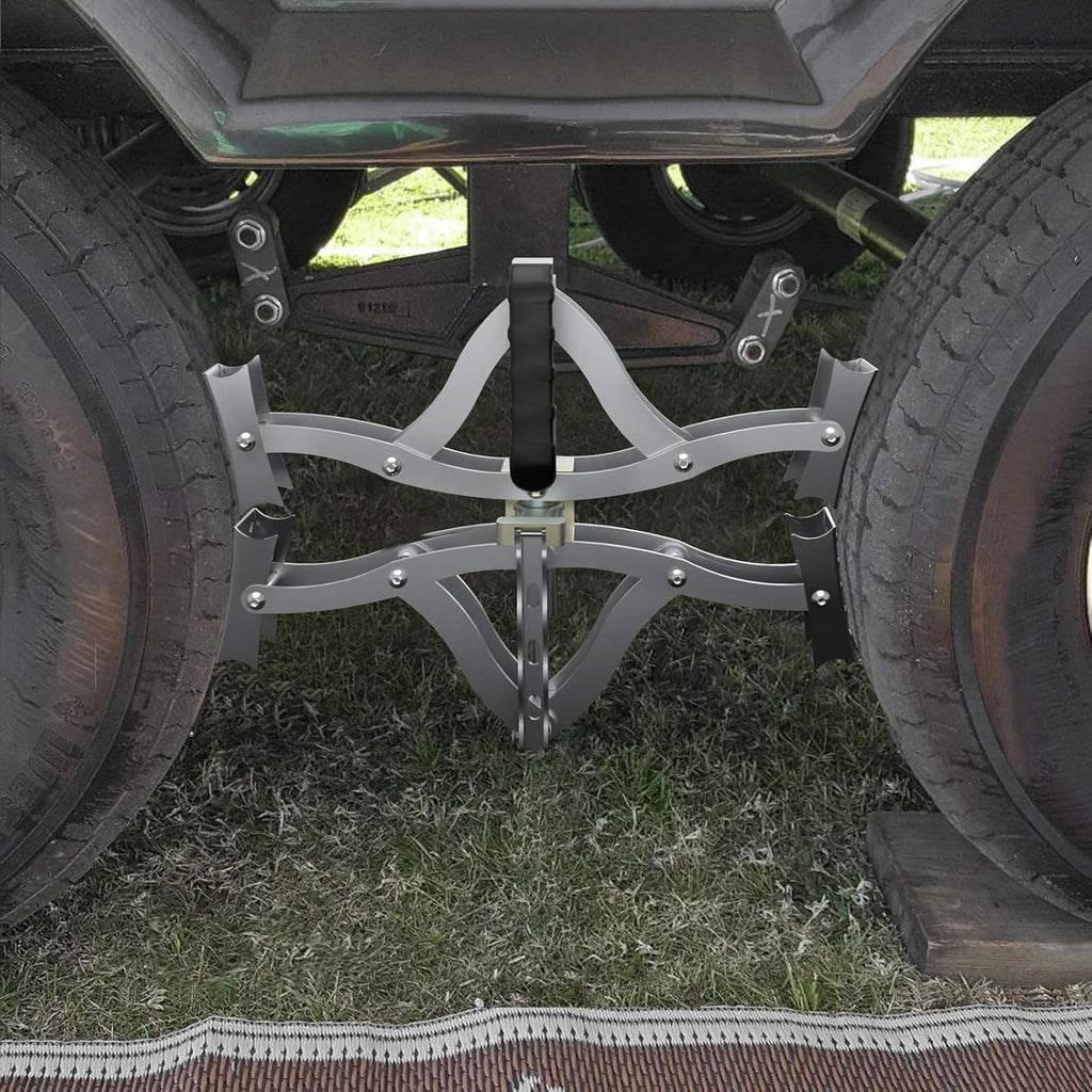 2 Sets 8'' to 17'' Wheel Chocks Stabilizer with Wrench and Code Lock D514515