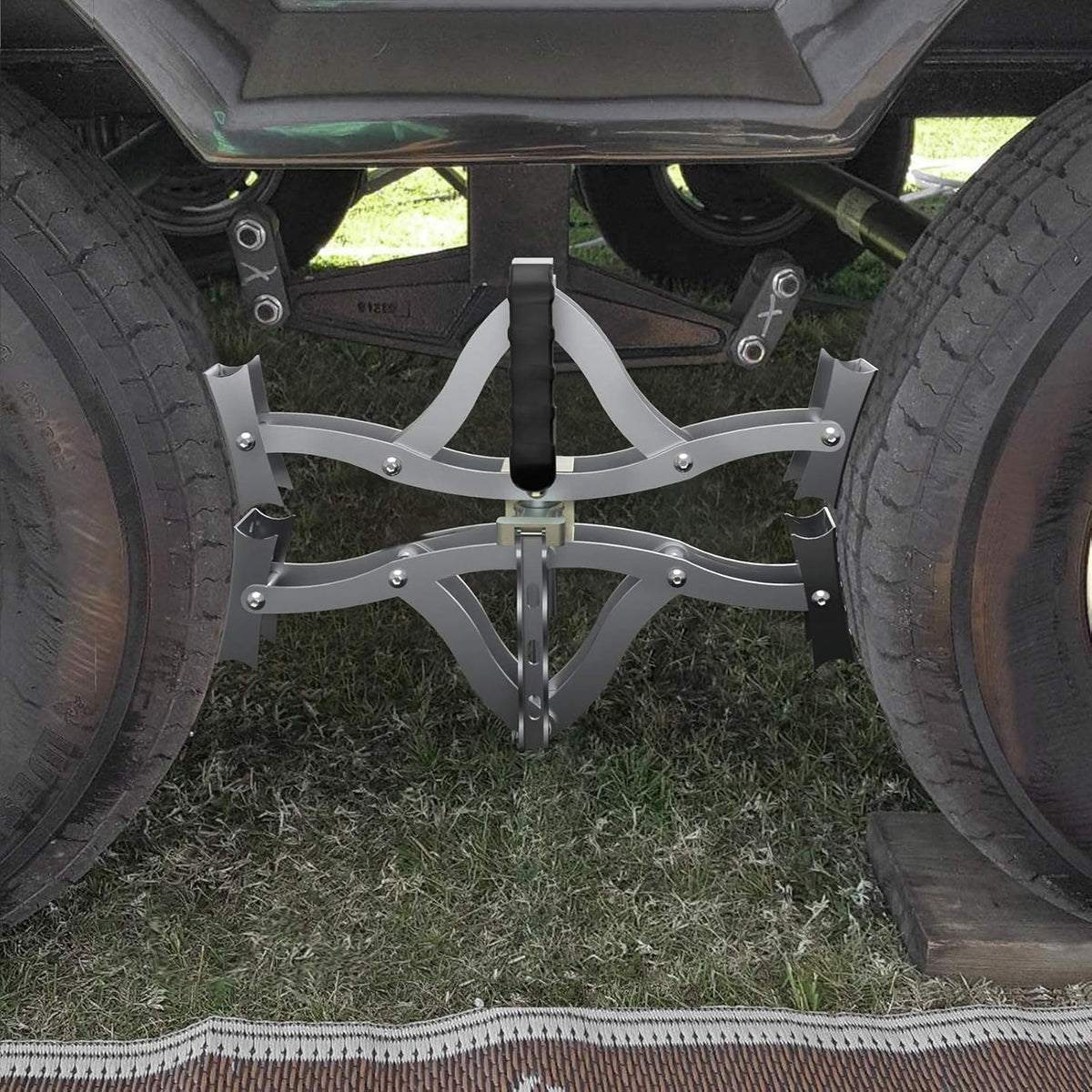 2 Sets 8'' to 17'' Wheel Chocks Stabilizer with Wrench and Code Lock D514515