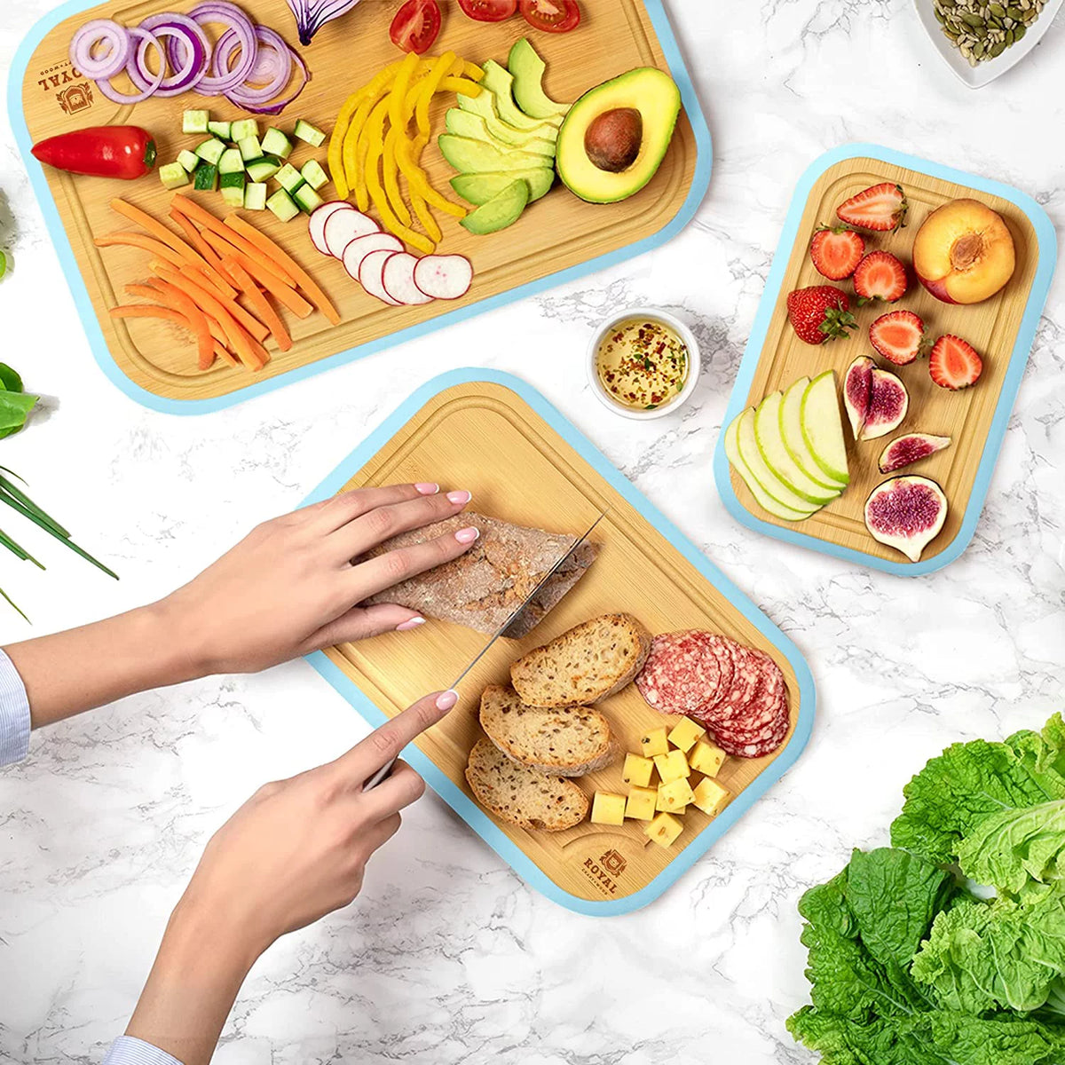 Bamboo Cutting Board with Juice Groove 3-Piece Set W31676