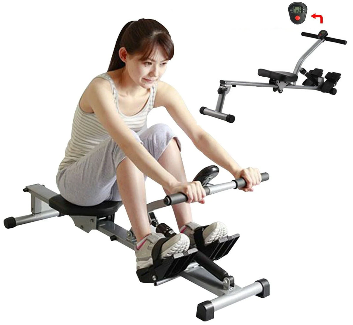 Hydraulic Rower Rowing Machine with Adjustable Incline S3914