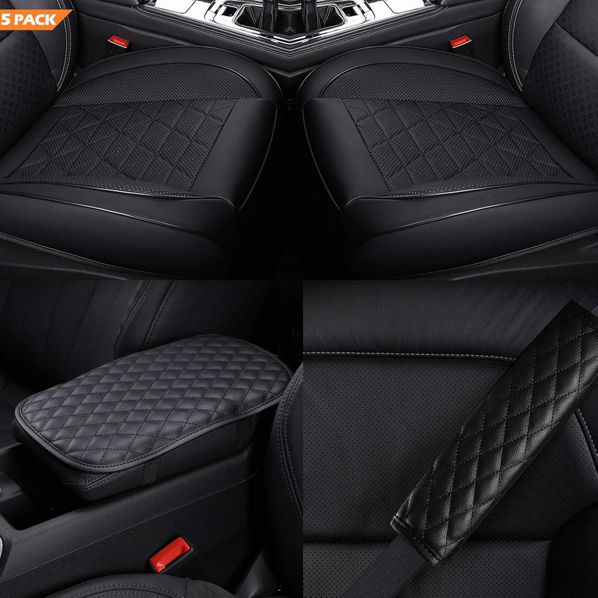 Black PU Leather Car Front Seat Covers 2 Pack M1653
