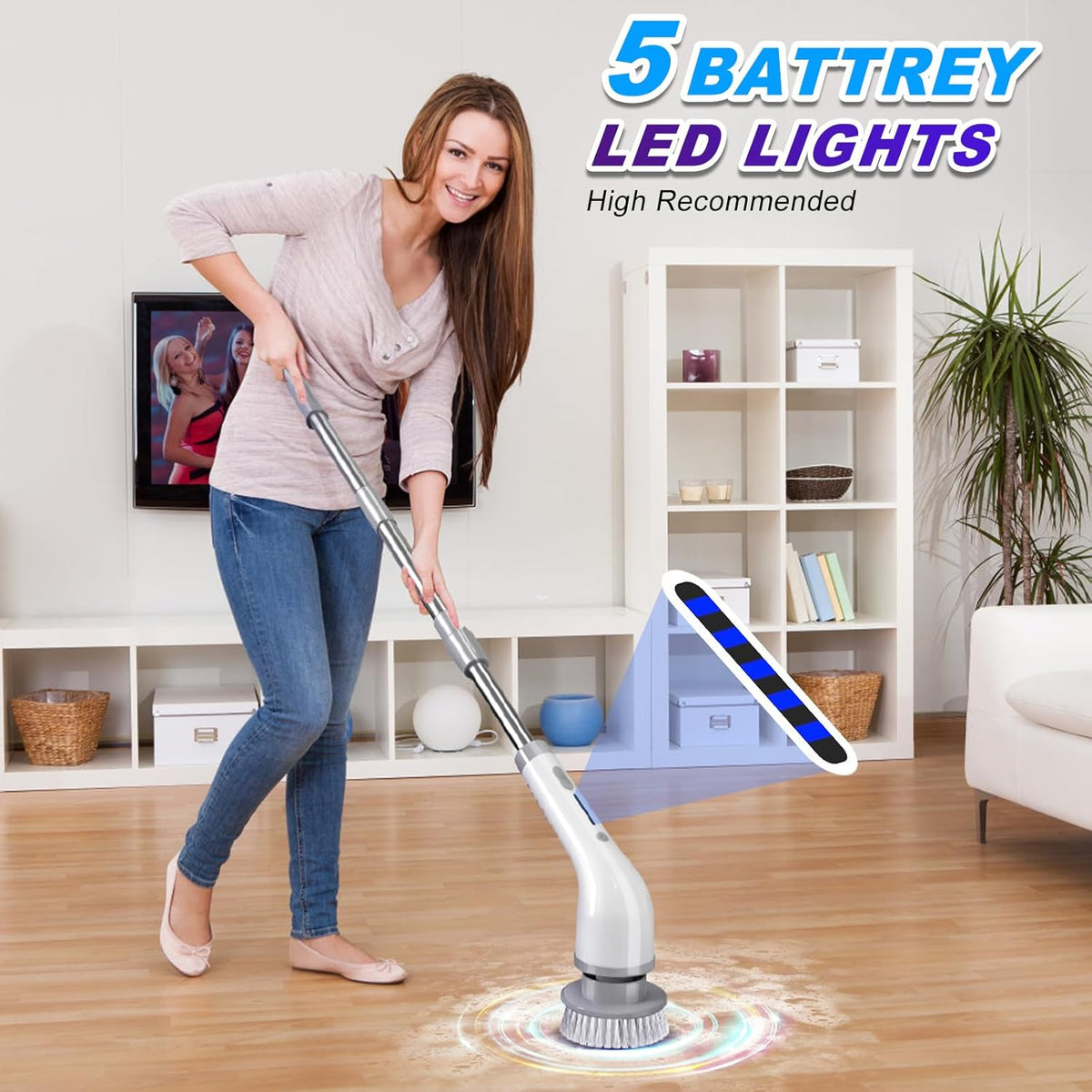 Gray Rechargeable Electric Spin Scrubber with 7 Brush Heads M2931