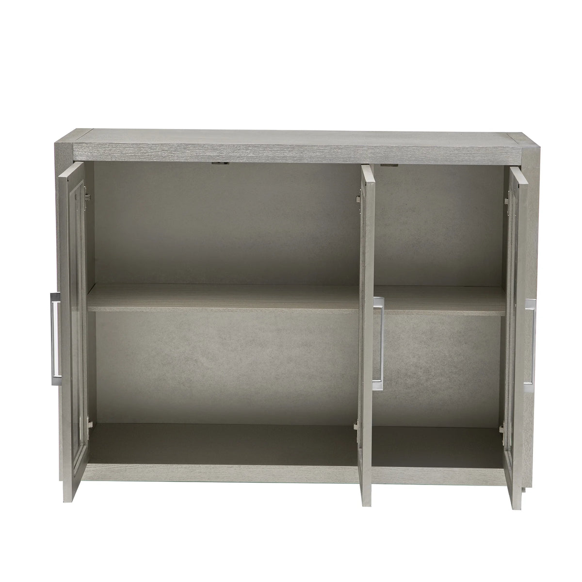 Wood Storage Cabinet with Three Tempered Glass Doors and Adjustable Shelf J703772