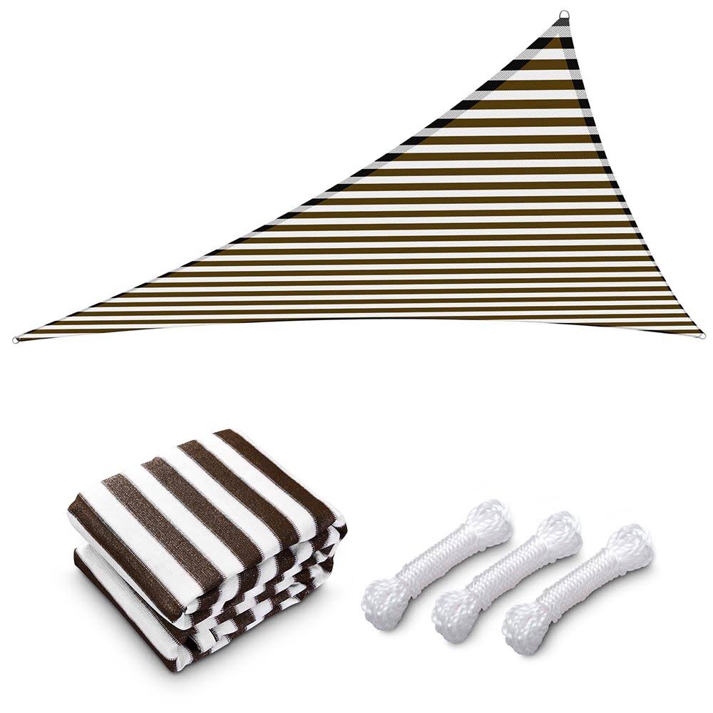 Brown White Triangle Sun Sail Shade Canopy J92603