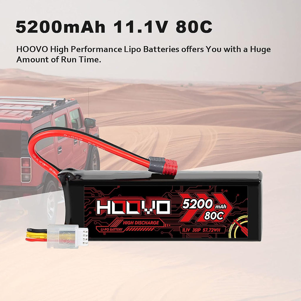 3S 11.1V 80C 5200mAh LiPo Battery with Deans T Plug 2 Packs Q85812