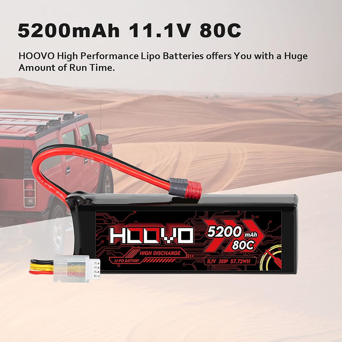 3S 11.1V 80C 5200mAh LiPo Battery with Deans T Plug 2 Packs Q85812