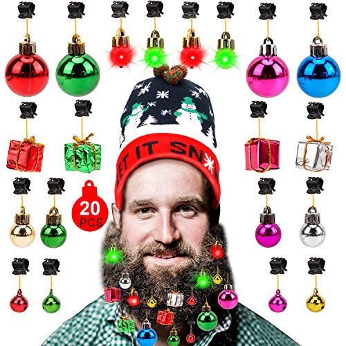 20pcs Christmas Light Up Beard Ornaments Y359