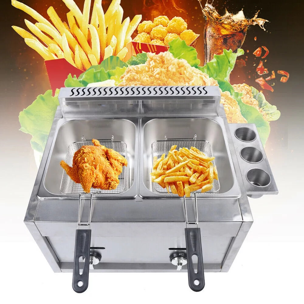 2 Burner Propane Gas Deep Fryer Stainless Steel L739