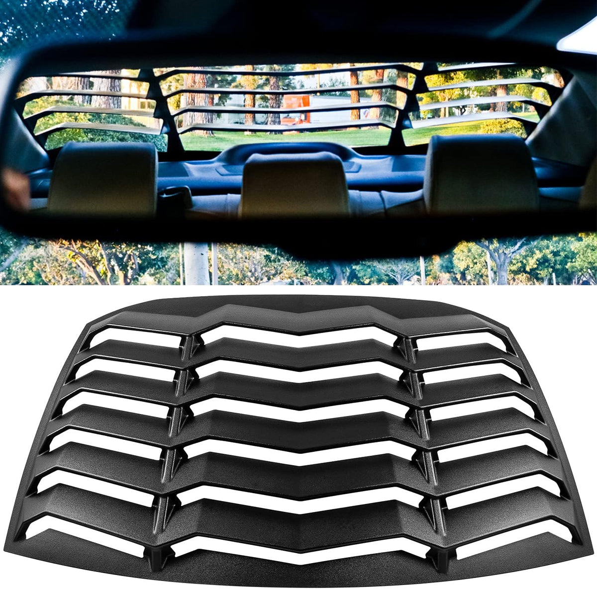 Rear Window Louver ABS Matte Black Windshield Sunshade Cover C97103