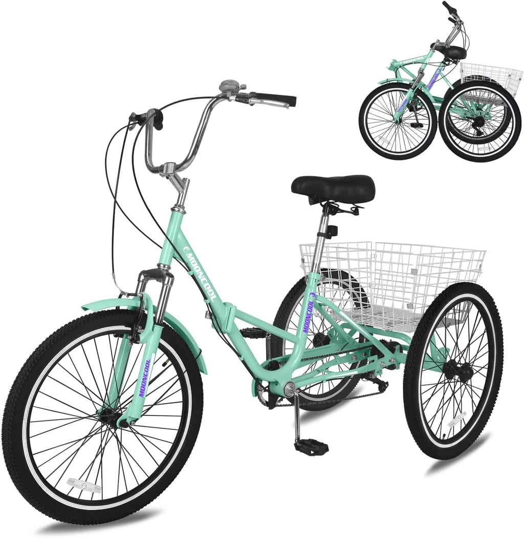 Folding 7 Speed Adult Tricycle with Large Basket V6693