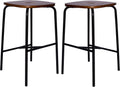 Black Round Barstool with Metal Legs, Set of 2 U310349