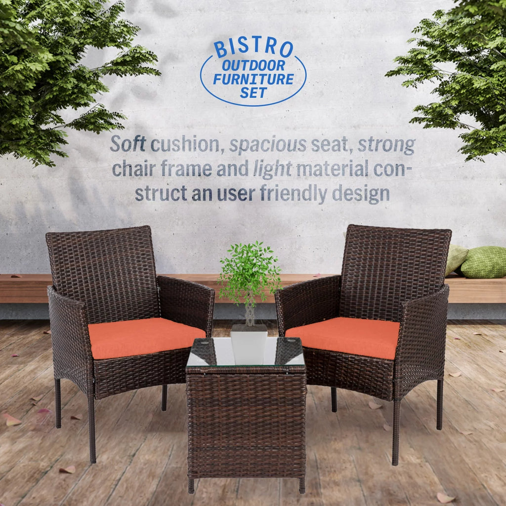 3 Piece Rattan Outdoor Furniture Set J983477