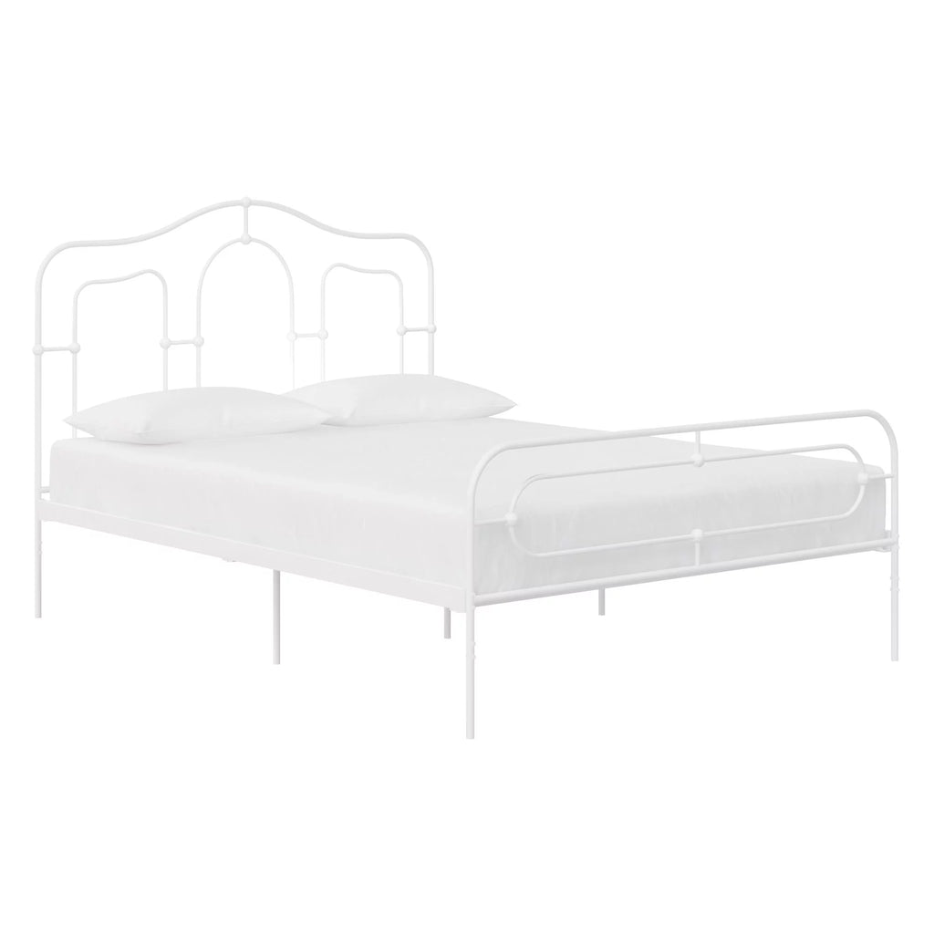 Off White Full Size Metal Bed with Headboard and Footboard R3570
