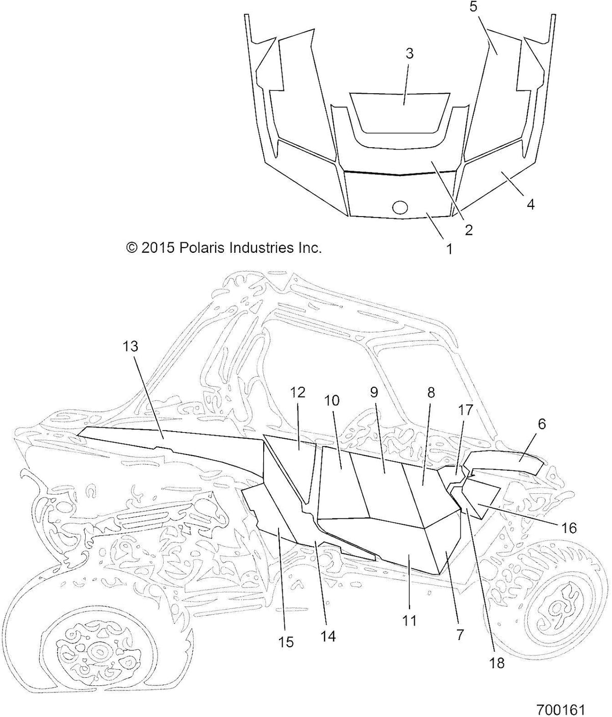 Polaris RZR Hood Decal, Front, Right, Genuine OEM Part 7182108, Qty 1 Pack of 2 F842752
