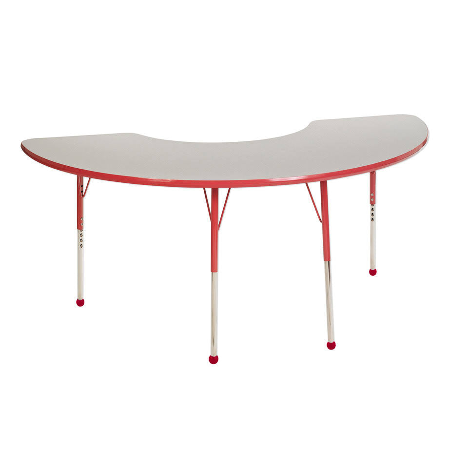 36in x 72in Half Moon Adjustable Activity Table Grey/Red D196