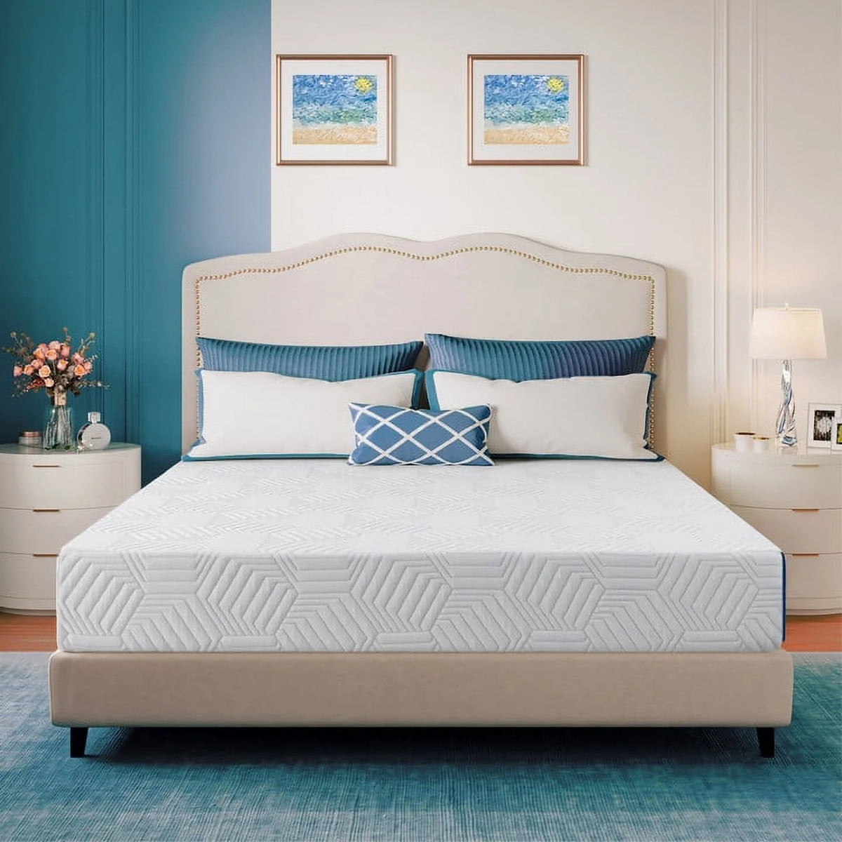 Blue 8 inch Cooling Gel Memory Foam Mattress U714