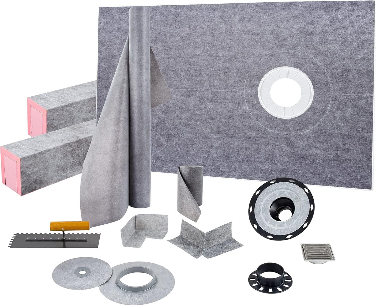 38" x 60" Watertight Shower Curb Overlay with 4" Stainless Steel Grate V573