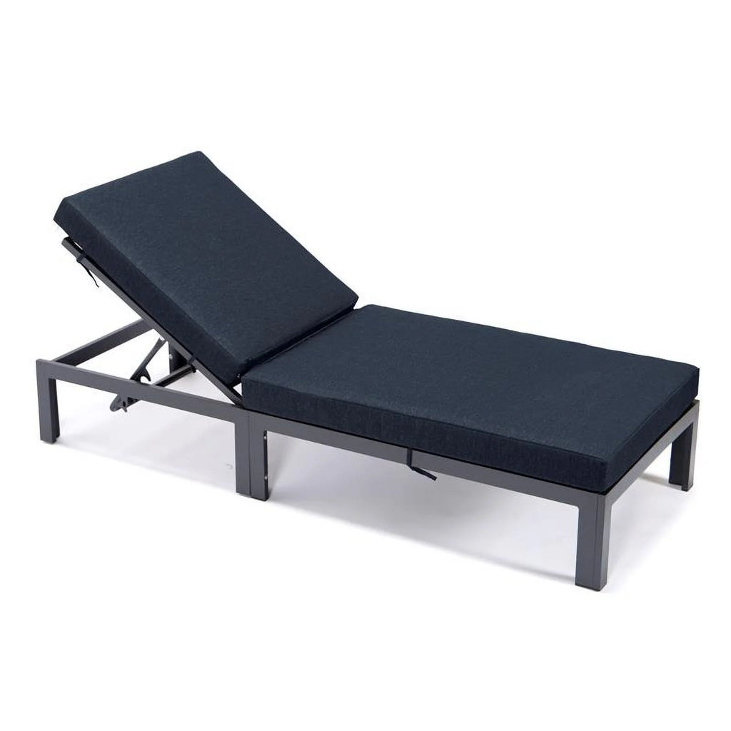 Aluminum Patio Chaise Lounge Chair with Black Cushions X15139