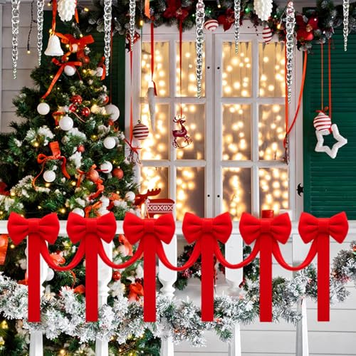 Velvet Bow Garland with 6 Pcs Large Bow F248743