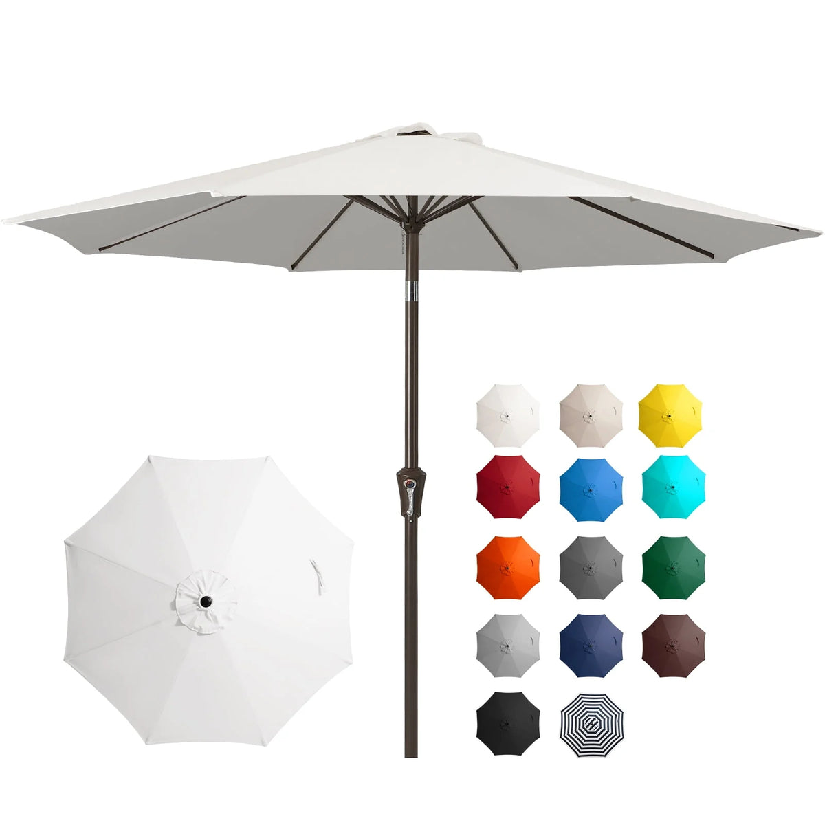 9' Outdoor Patio Umbrella with Push Button Tilt and Crank, Beige U9161