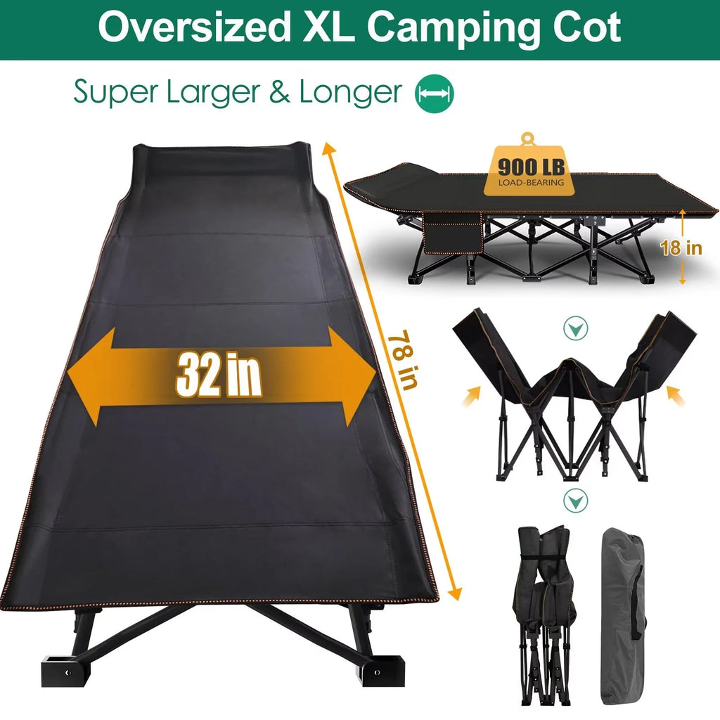 2 Pack Oversized Portable Folding Bed with Mattress and Carry Bag G51098