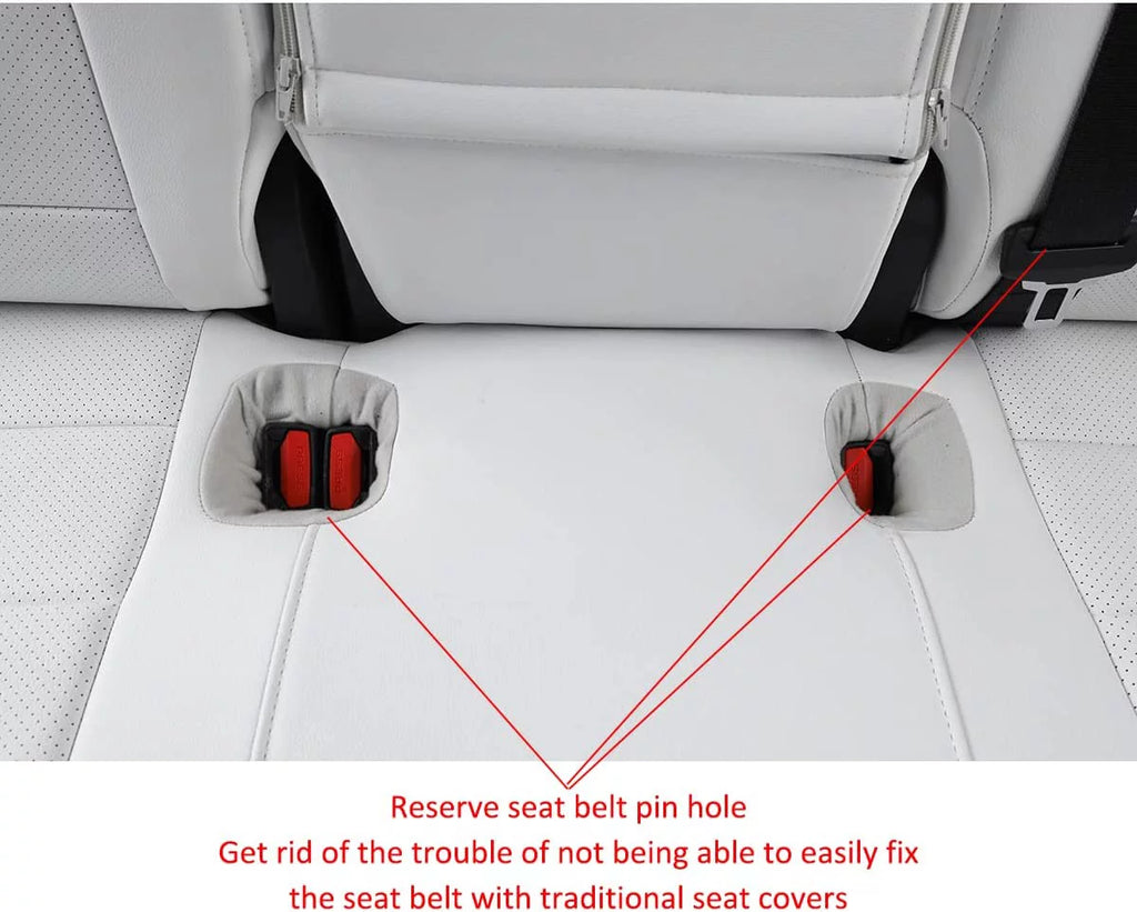 Custom Fit Car Seat Covers Full Set Leatherette White F785254