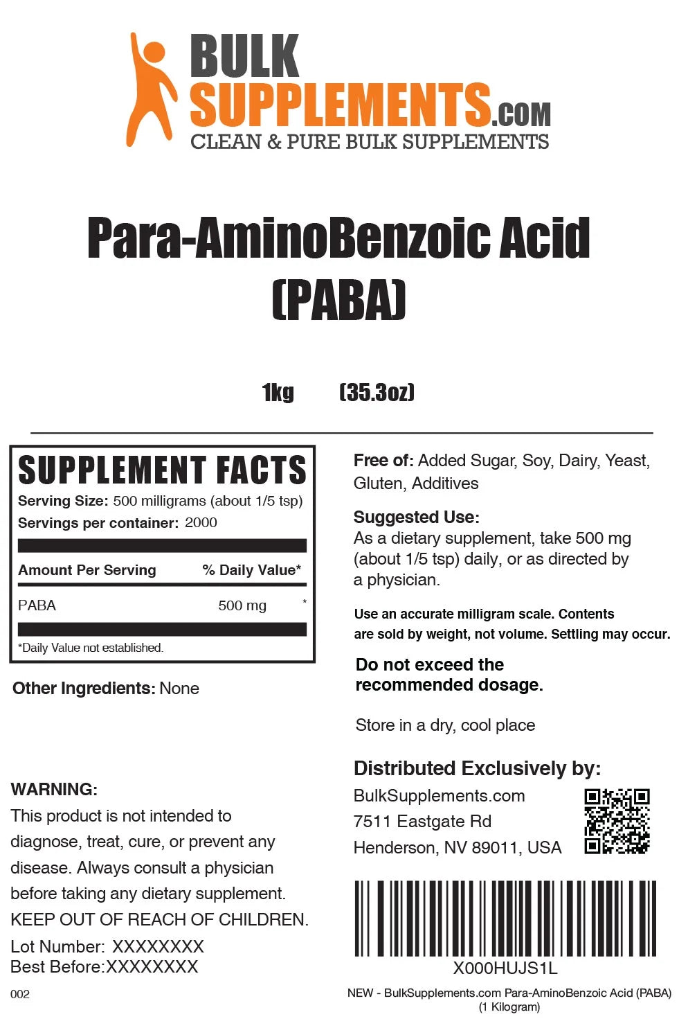 para-Aminobenzoic Acid 1 Kilogram K387