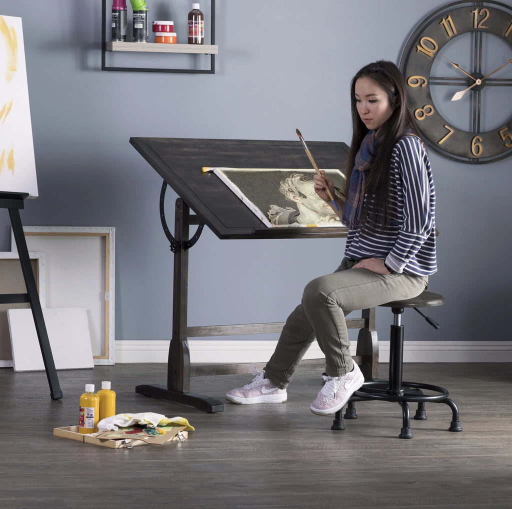 Solid Wood Drawing Table with 42" x 30" Adjustable Tilting Top U5886