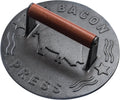 8.5-Inch Round Cast Iron Grill Press with Wood Handle H806536