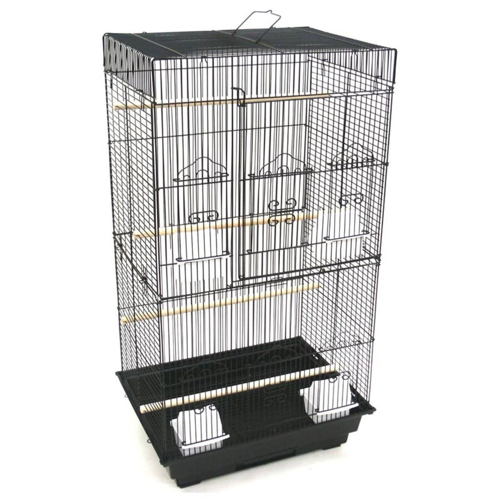 Black Tall Flat Top Bird Cage with Stand, 18 inch x 14 inch Q569483