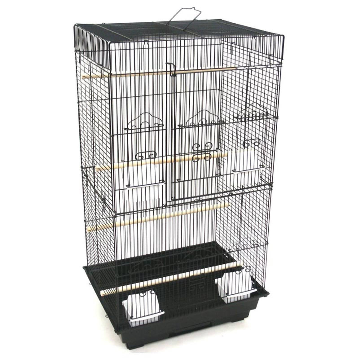 Black Tall Flat Top Bird Cage with Stand, 18 inch x 14 inch Q569483