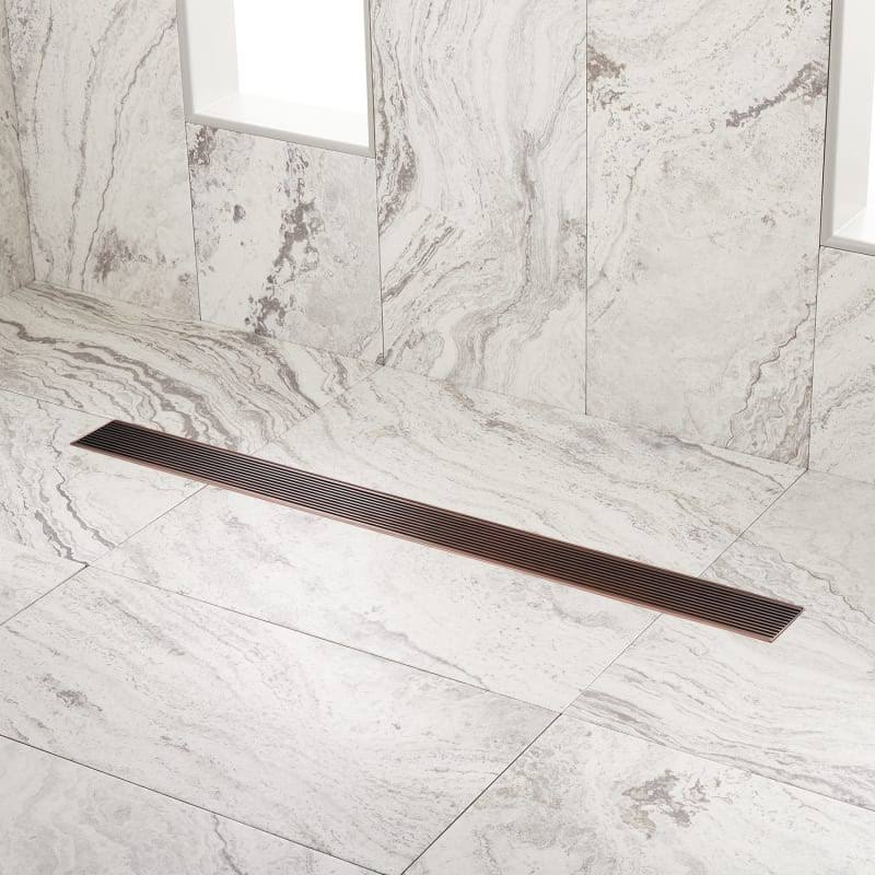 Oil Rubbed Bronze Linear Shower Drain with Flange E598785