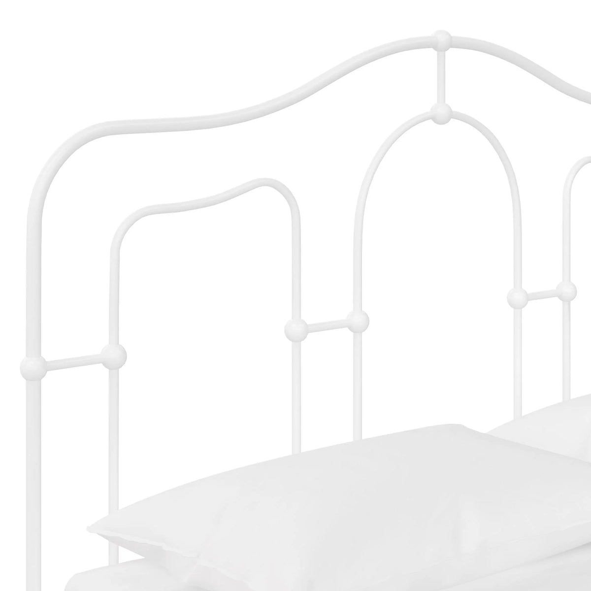 Off White Full Size Metal Bed with Headboard and Footboard R3570