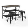 3 Piece Kitchen Island 2 Stools Set Brown Black A3981