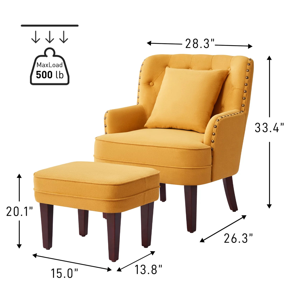 Yellow Upholstered Accent Chair with Ottoman B499