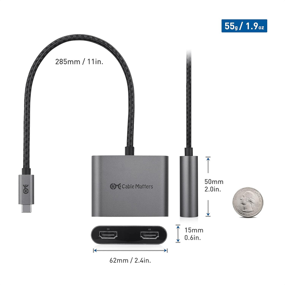 USB-C to HDMI Adapter in Gray W77304