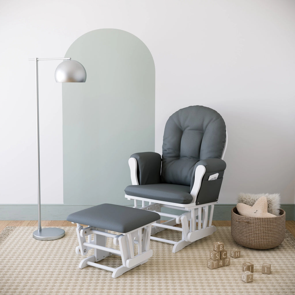 White Glider and Ottoman J159