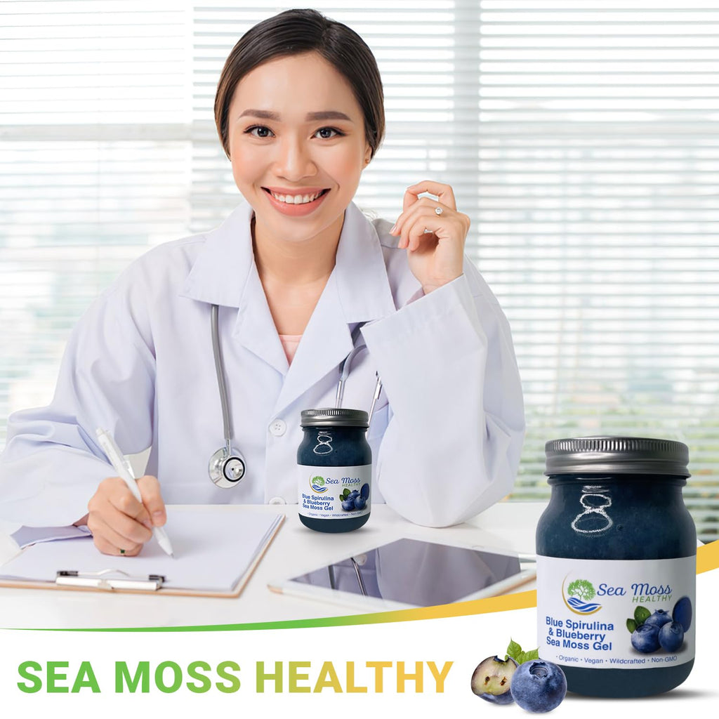 Blue Spirulina Blueberry Sea Moss Gel, 16 oz O5568