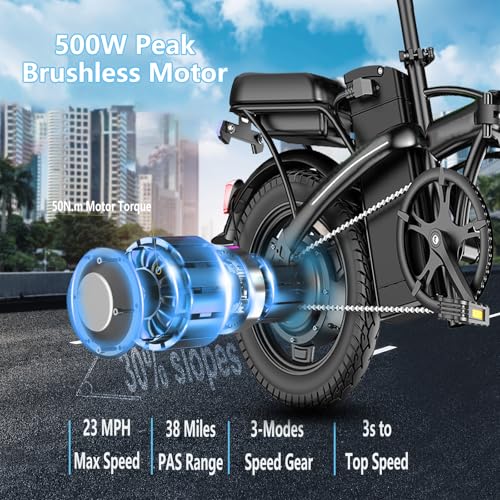14" Mini Folding Electric Bike with 48V12AH Removable Battery M298
