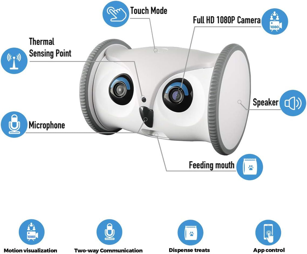 Owl Robot Pet Camera with Treat Dispenser K16091