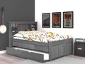 Charcoal Full Bookcase Bed with 3 Drawers and Trundle B3630