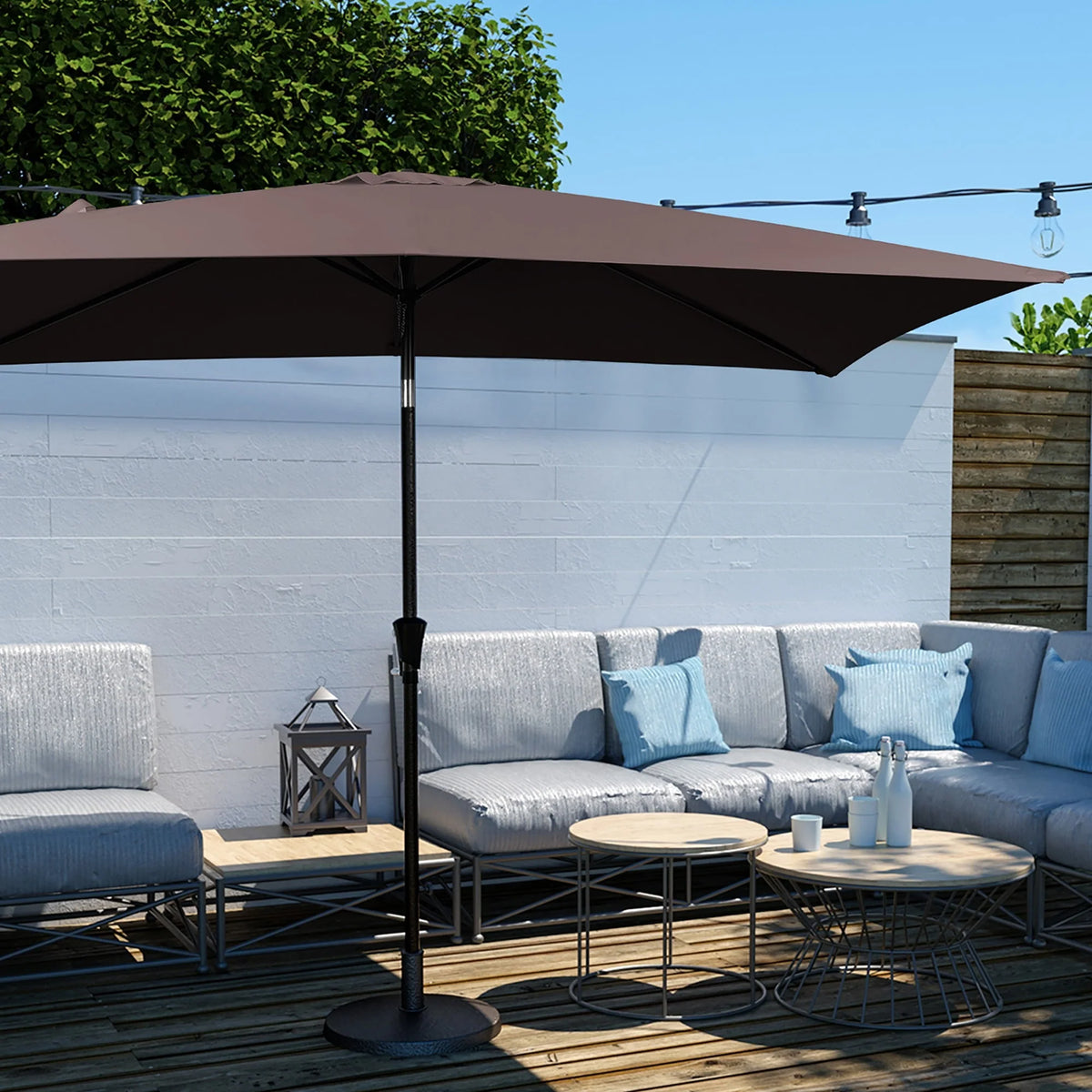 9' Outdoor Patio Umbrella with Push Button Tilt and Crank, Beige U9161