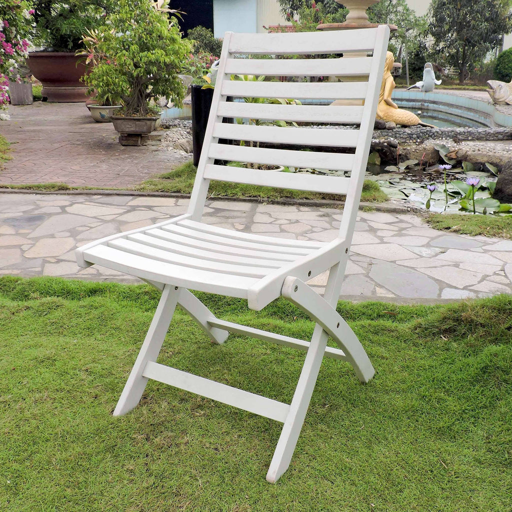 White Acacia Folding Patio Chair Set of 2 E536