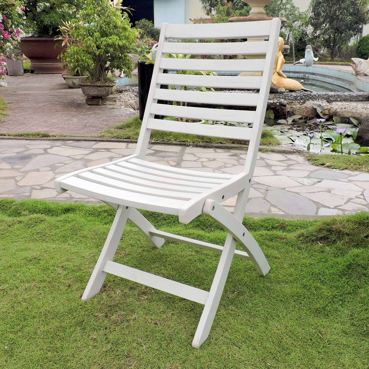 White Acacia Folding Patio Chair Set of 2 E536