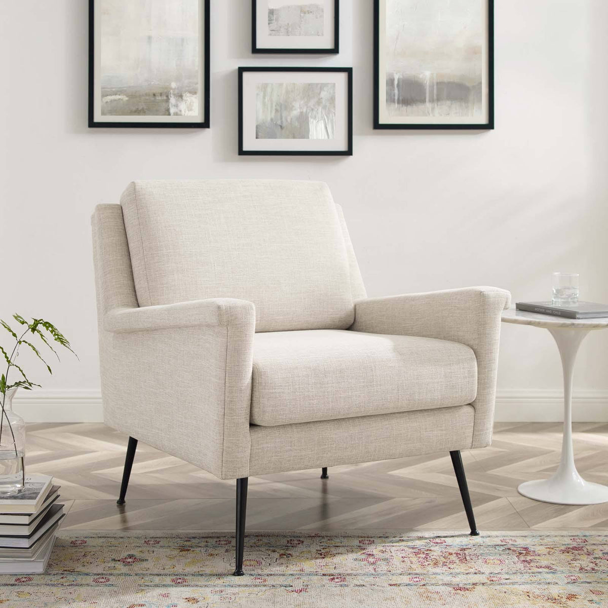 Fabric Armchair Black Gray U1009