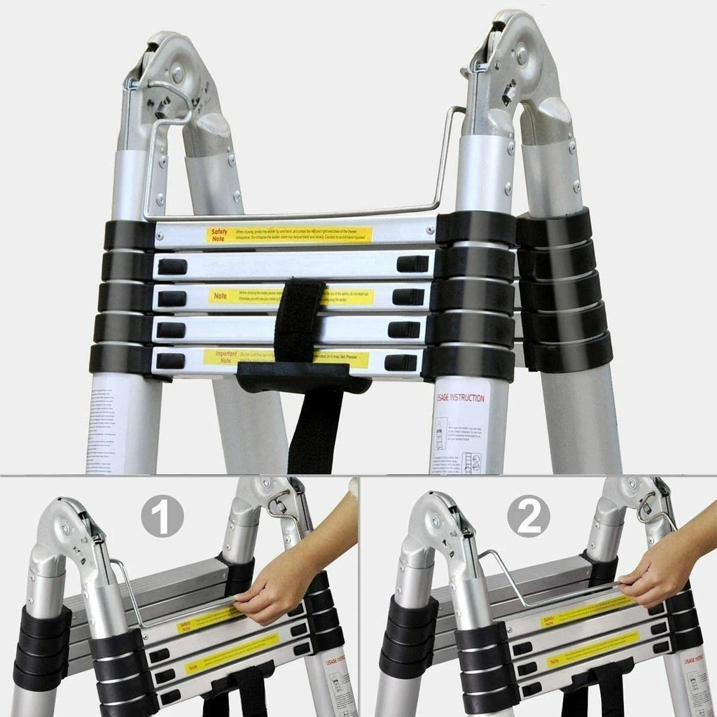 16.5Ft Aluminum Telescoping Extension Ladder with 330lbs Capacity R433609