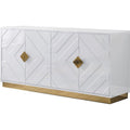 White Wood Sideboard with Gold Accents T674